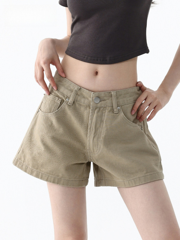 American Retro Khaki Denim Shorts for Women, Summer Thin Style, 2026 New Low-Waist Slimming Loose Hot Pants American Retro Khaki Denim Shorts for Women, Summer Thin Style, 2026 New Low-Waist Slimming Loose Hot Pants