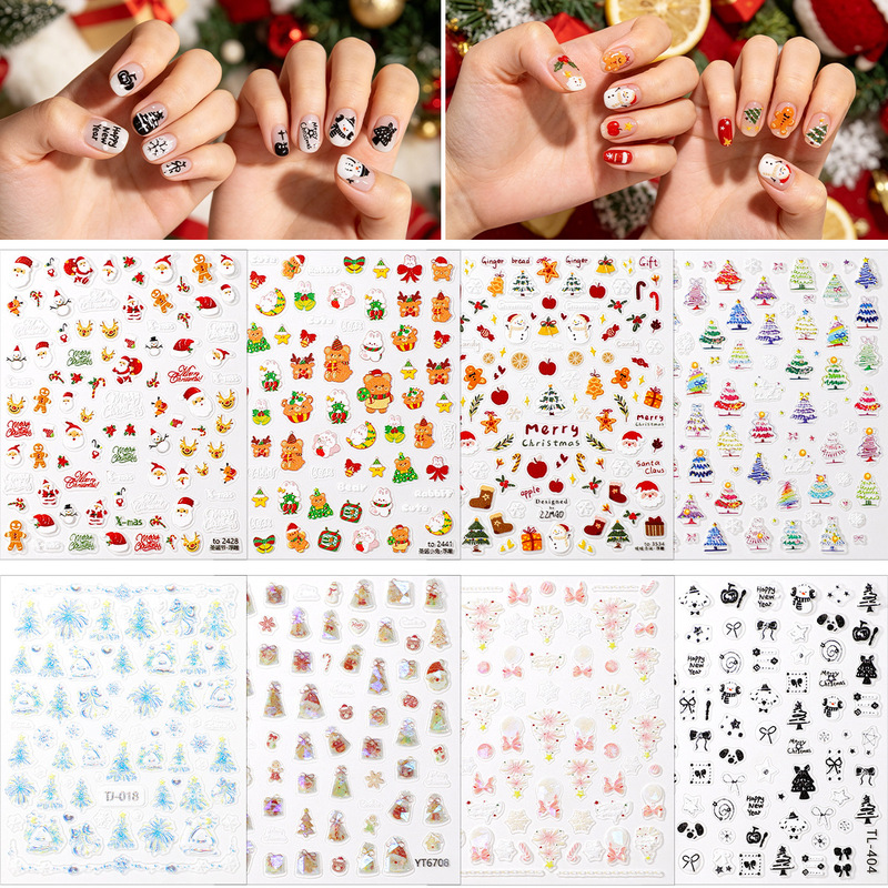 New Christmas Cartoon Nail Art Embossed Stickers Gingerbread Man Lanterns Christmas Tree Reindeer Snowman Three-Dimensional Nail Decoration Stickers New Christmas Cartoon Nail Art Embossed Stickers Gingerbread Man Lanterns Christmas Tree Reindeer Snowman Three-Dimensional Nail Decoration Stickers