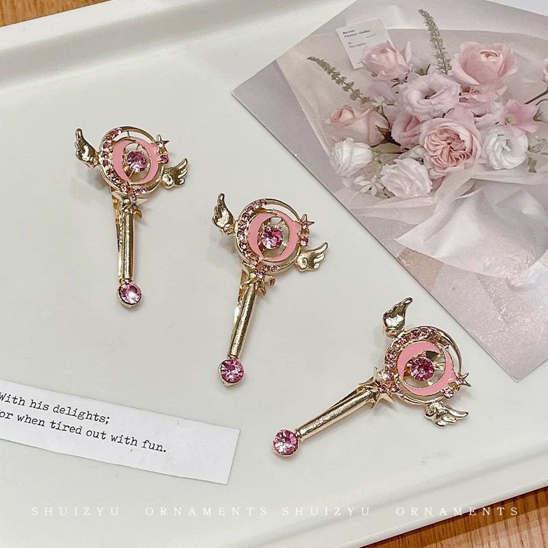 15g Weight Hair Clip Hair Accessories Type 1 Piece Quantity Holiday, Street Occasion Metal Material Cartoon, Magic Wand Pattern All Seasons Season Women's Gender Cute Style Cute Women's Cartoon Magic Wand Metal Hair Clip 4