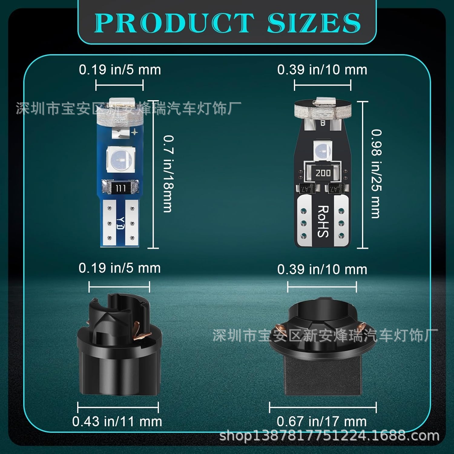 Cross-border car instrument light T10 LED-3030-3SMD instrument light air conditioning light T5 gear light with lamp holder