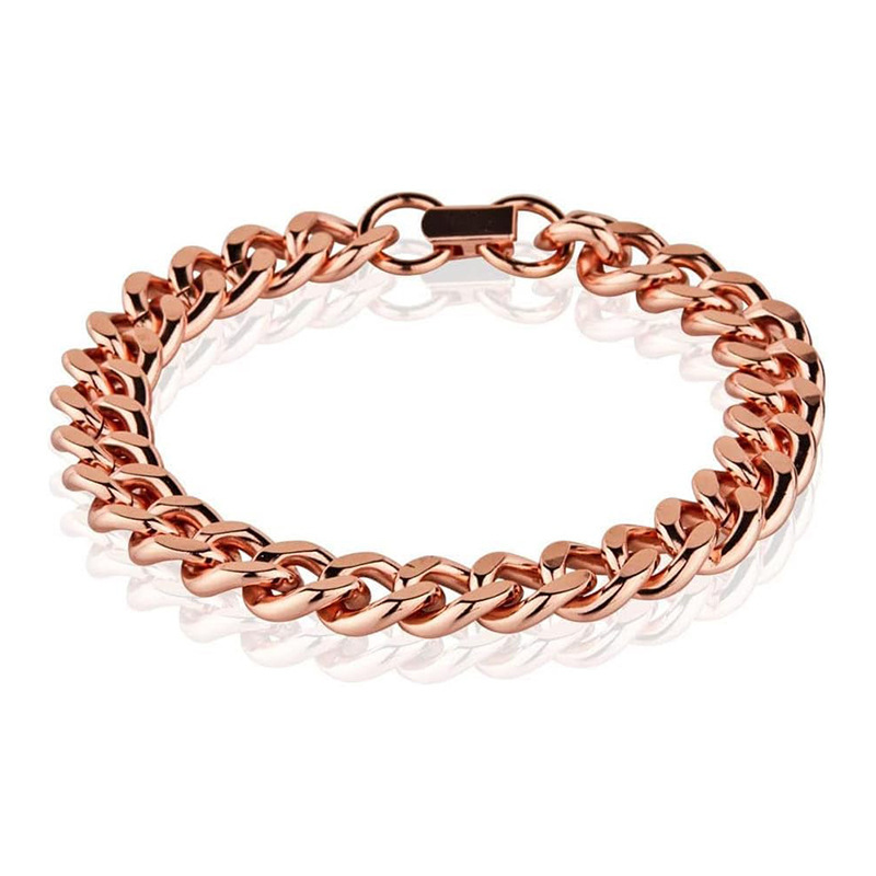 Amazon Cross-Border Men's Pure Copper Cuban Heavy Chain Bracelet Trendy Hip-Hop Jewelry 2025 New Model