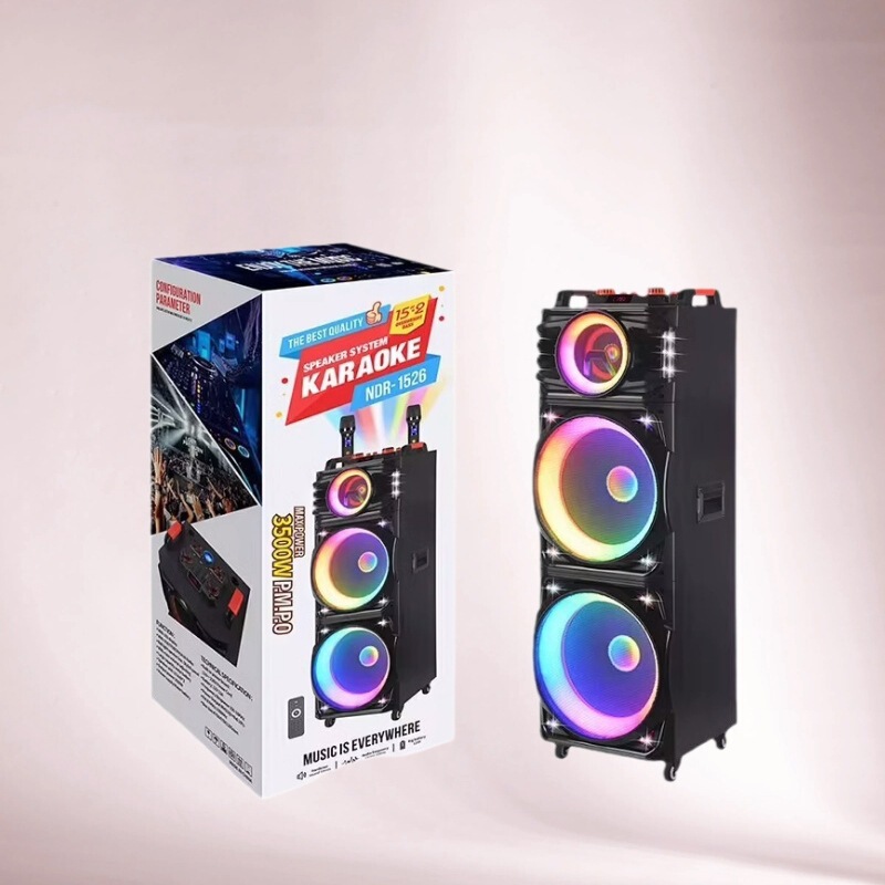 NDR-1526 portable Bluetooth speaker 15 inch dual speaker wireless microphone square dance card stereo RGB lights NDR-1526 portable Bluetooth speaker 15 inch dual speaker wireless microphone square dance card stereo RGB lights