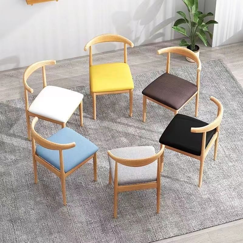 Dining Chair Home Nordic Backrest Stool Desk Modern Simple Bedroom Dining Room Table and Chair Imitation Iron Horn Chair Solid Wood