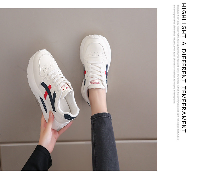 Giày sneaker nữ đế dày kiểu giày trắng cổ thấp, gót vừa 3–5 cm, dây buộc phía trước — Màu kaki be, Màu xanh be, Màu xám be chi tiết 14