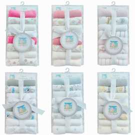 跨境必备 卡通萌趣婴童小方巾8件套 宝宝洗脸洗澡多用巾组合装