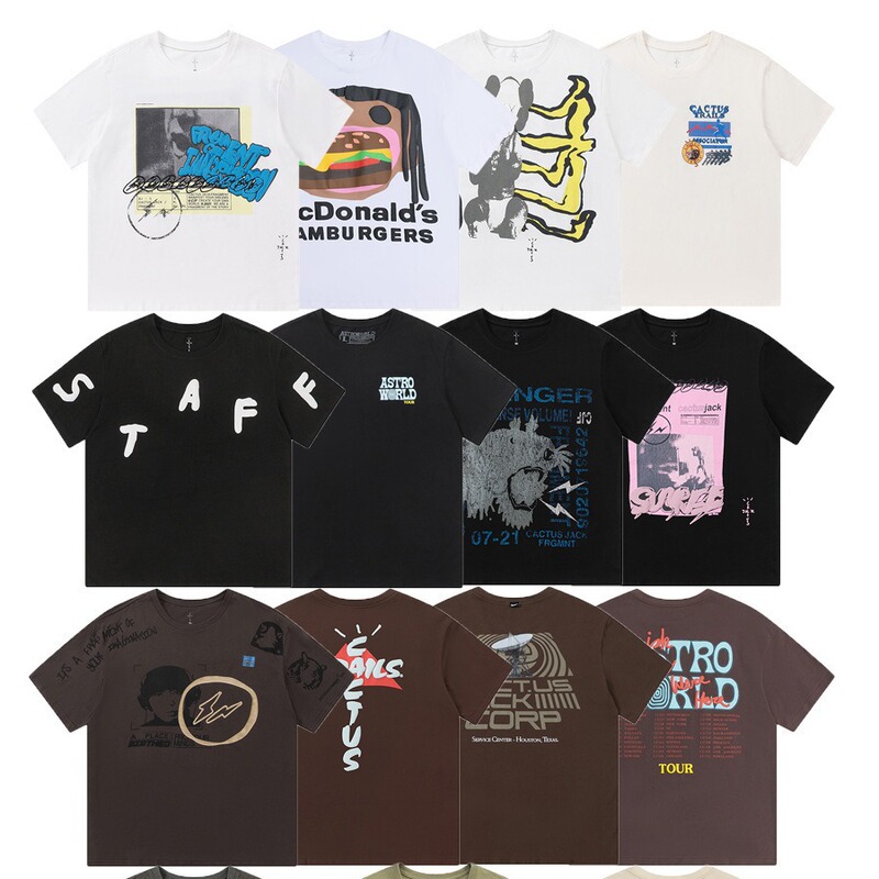 Travis Scott Cactus Jack Foam Printed Round Neck TS Short Sleeve High Street Hip Hop Trendy European and American T-Shirt