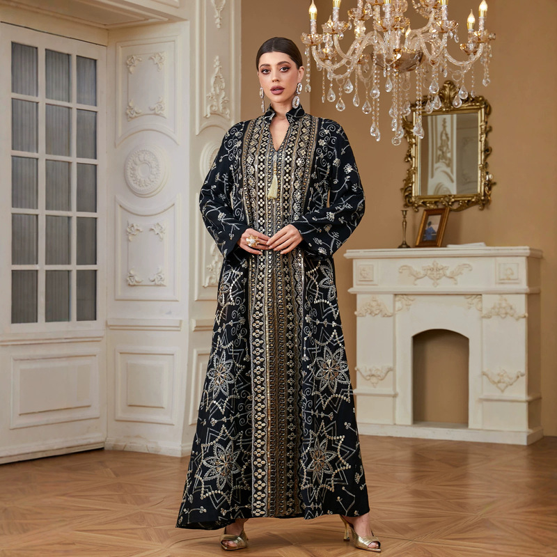 In-stock wholesale cross-border new women's V-neck loose long dress, direct from the factory, holiday party dress, evening gown In-stock wholesale cross-border new women's V-neck loose long dress, direct from the factory, holiday party dress, evening gown