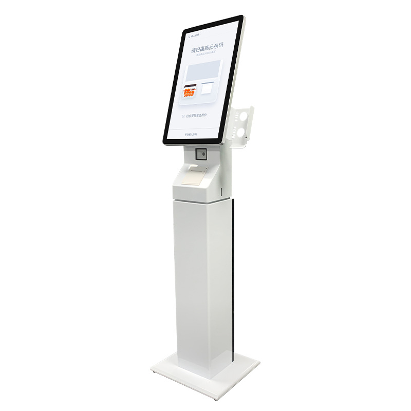 Máquina de pedidos autoservicio transfronteriza con pago por código QR e impresión de recibos, máquina de pedidos vertical todo en uno con pantalla táctil para restaurantes.