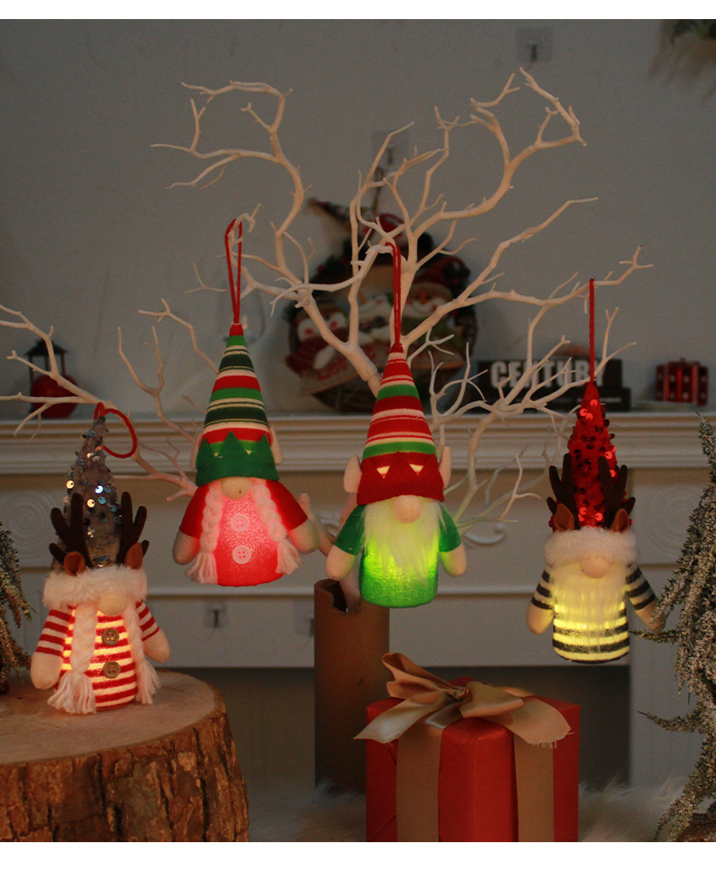 Cute Christmas Tree Decoration Luminous Elf Doll Pendant Window Hanger display picture 1