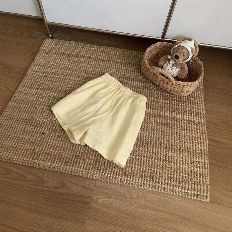 Cream Yellow Petite Elastic Waist Shorts Wide-Leg Pants for Women Summer Linen Drawstring Versatile Short Casual Pants Thin Cream Yellow Petite Elastic Waist Shorts Wide-Leg Pants for Women Summer Linen Drawstring Versatile Short Casual Pants Thin