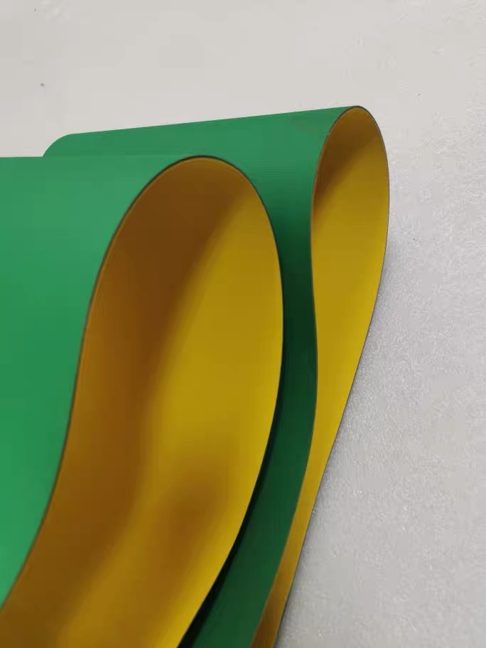High-speed wear-resistant yellow-green flat textile belt, industrial synchronous anti-slip rubber canvas nylon base belt