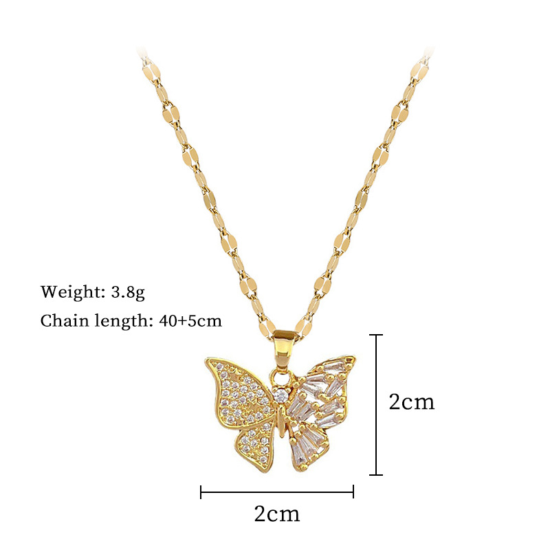 Set di collana e orecchini con microintarsi a farfalla, lusso leggero, microintarsi personalizzati, orecchini da banchetto, combinazione di articoli_voghion.com
