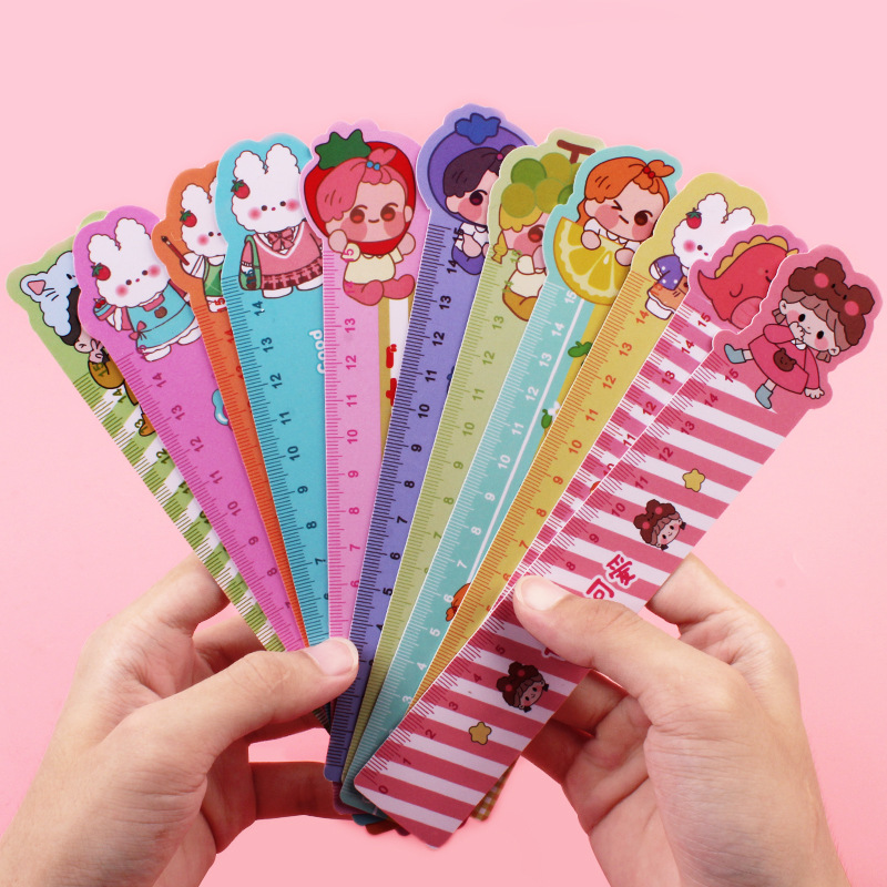 Cartoon Scale Creative Girl Notebook Ruler Cute Ins Student Stationery Handmade Multi-functional Ruler Bookmark