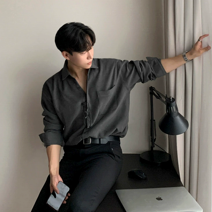 Мужская рубашка с длинными рукавами, повседневный дизайн, осень 2023, новая свободная Высококачественная рубашка в Корейском стиле, не гладящая дюймовая одежда