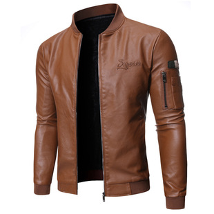 2025 Autumn/Winter Men's Motorcycle Jacket Stand Collar Versatile Personality Men's Washed Leather Jacket Cross-Border Supply Dropshipping
