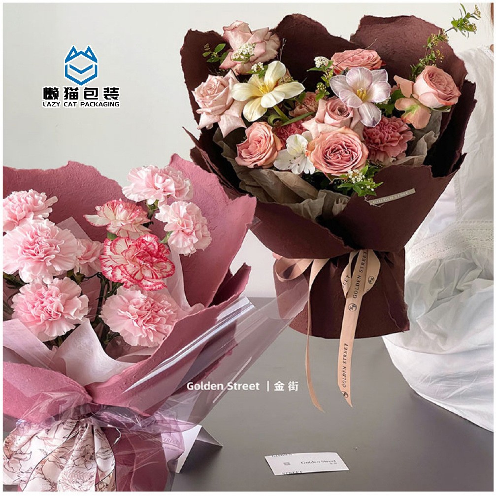 进口复古手撕东巴纸鲜花束包装纸花艺花店包花纸手工diy资材