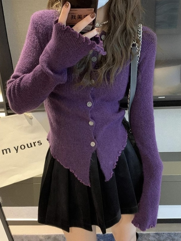 灰色不规则针织打底衫女秋冬新款设计感小众修身显瘦收腰内搭上衣|undefined
