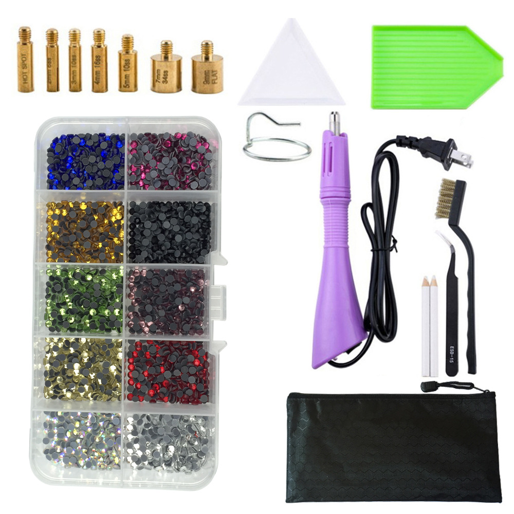 Máquina de perforación en caliente traje DMC fondo plano accesorios de herramientas de perforación en caliente pinzas Punto de ropa pluma de perforación bolsa de almacenamiento transfronterizo Amazon