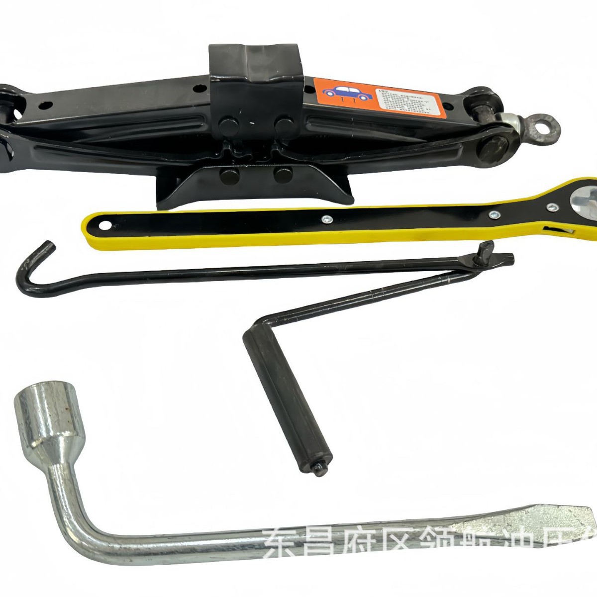 3t Scissor-Type 0kg Ton Heavy-Duty Car Tool for Emergency Tire Changing, Easy-To-Use Wrench for Manual Operation