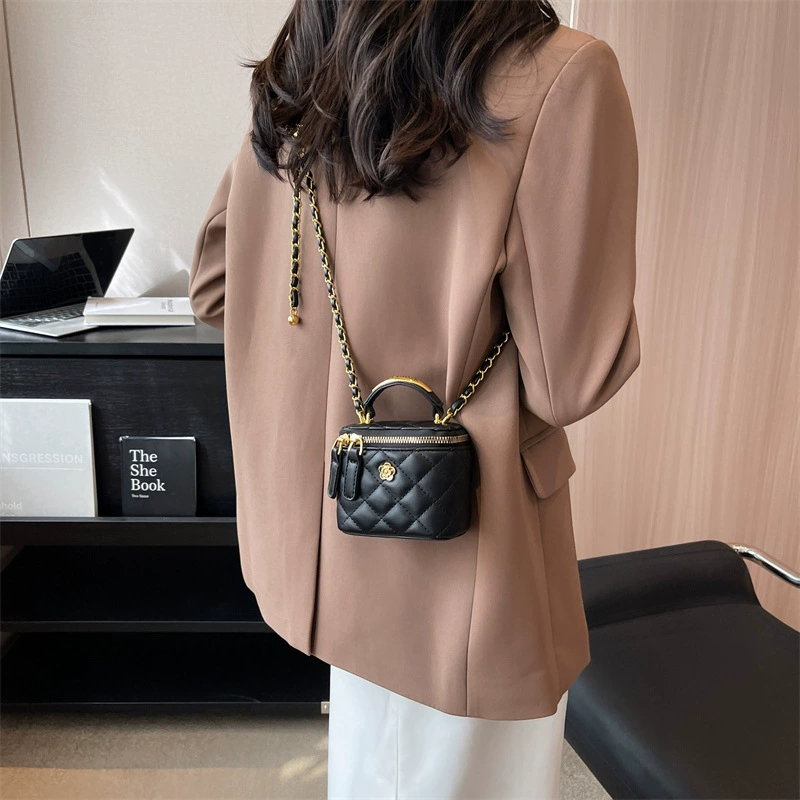 Square box, trend fashionable small bag, universal shoulder bag with diamond pattern