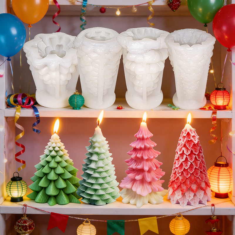 Molde de silicona de vela de árbol de Navidad molde de Yeso de incienso molde manual DIY molde de silicona de árbol de Navidad molde tridimensional image 1