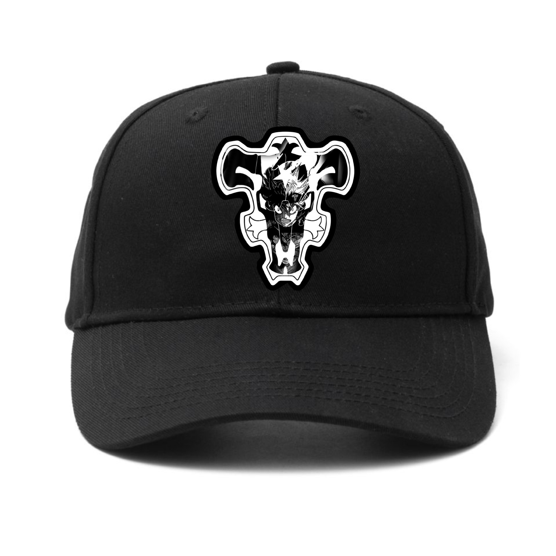 Gorra de béisbol de comercio exterior Anime Gorra de béisbol de trébol de cuatro hojas negra Gorra de visera casual Gorra de béisbol de mezclilla