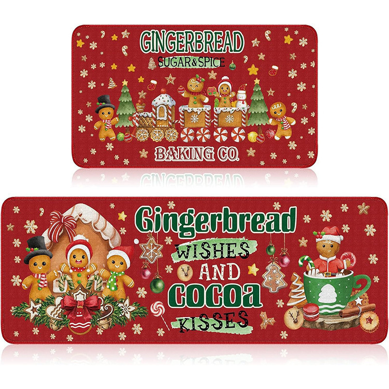クロスボーダークリスタルベルベットクリスマスデコレーションフロアマットドアノンスリップ防汚フットマットキッチンストリップ油吸収フロアマット|undefined