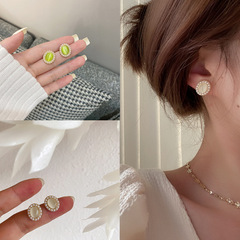 Minimalist Elliptical Cat-Eye Earrings with 925 Silver, Chic and Elegant French Vintage Style, Exquisite and Fashionable Ins Earrings