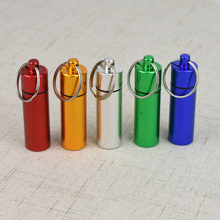 平底铝合金钥匙扣挂耳塞瓶 批发迷你户外收纳罐 可刻印logo