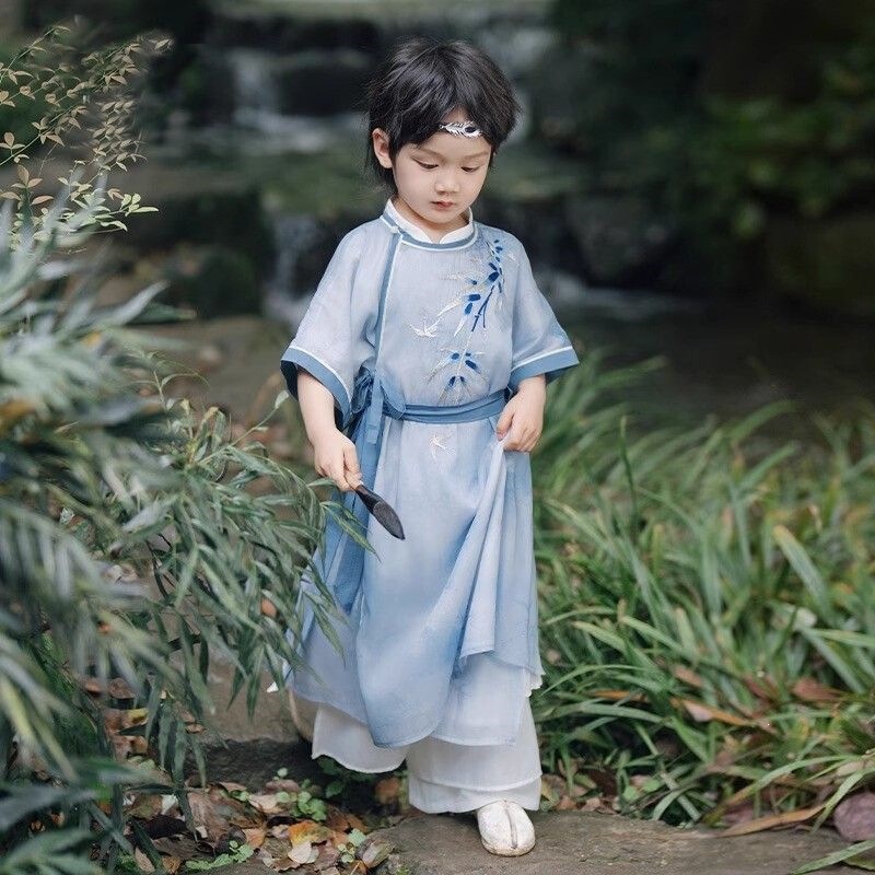 Children's Hanfu for Boys, Summer Tang Suit, Traditional Chinese Style, 2026 New Model, Boys' Ancient Costume Performance Outfit with Tags Children's Hanfu for Boys, Summer Tang Suit, Traditional Chinese Style, 2026 New Model, Boys' Ancient Costume Performance Outfit with Tags