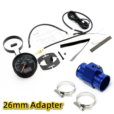 Cross-Border Hot-Selling 60mm Pointer-Type Water Temperature Gauge + Water Three-Way Set 26Mm-42Mm Racing Instrument Waterproof Car (automobile instrument) - 26mm