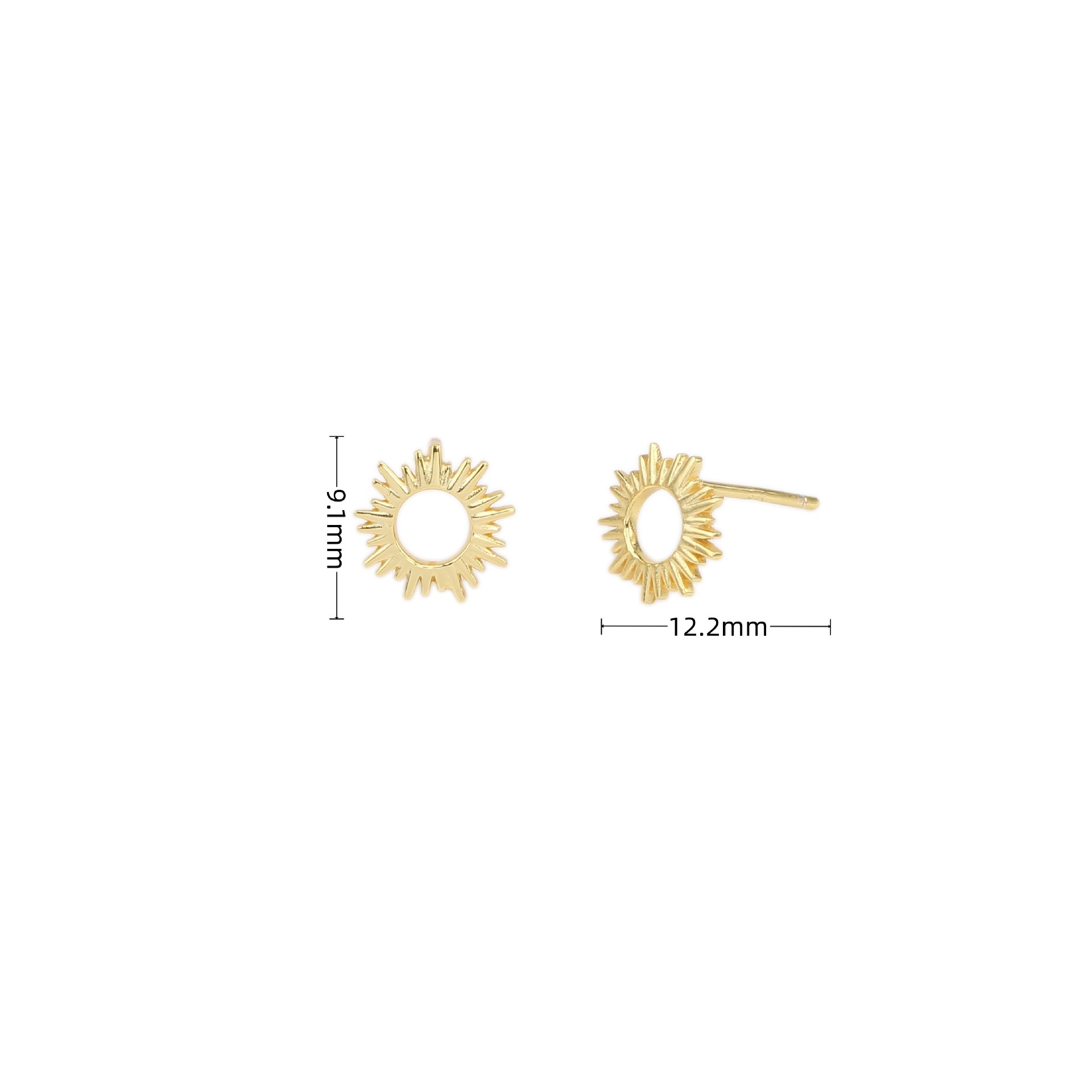 1 Pair Ig Style Sun Plating Sterling Silver White Gold Plated Gold Plated Ear Studs display picture 1