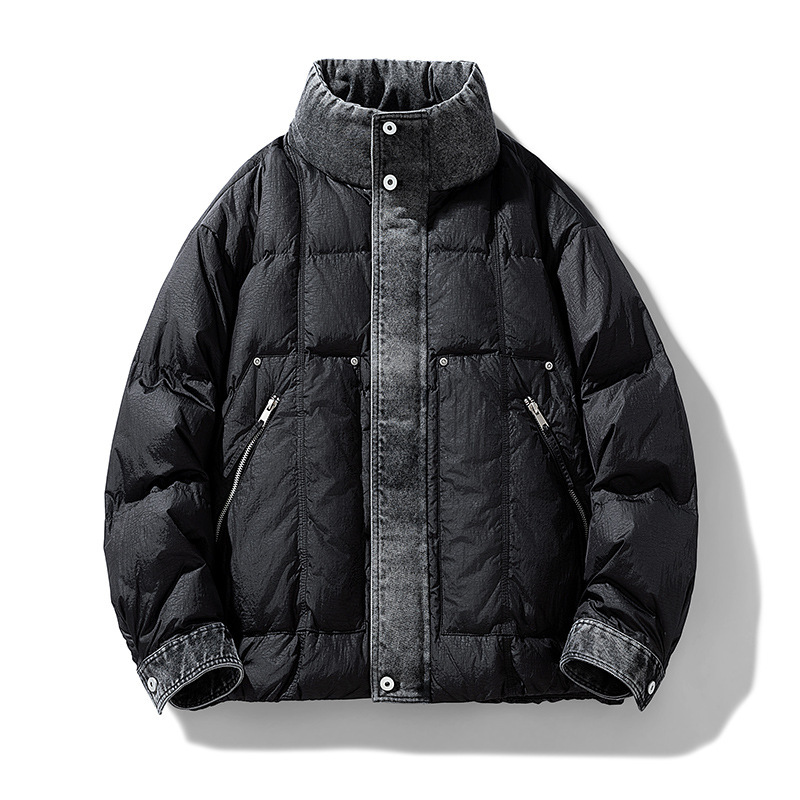 90 White Duck down 2025 Winter down Jacket Men's Stand Collar Short Coat Unisex Fake Two-Piece Puffer Jacket down 90 White Duck down 2025 Winter down Jacket Men's Stand Collar Short Coat Unisex Fake Two-Piece Puffer Jacket down