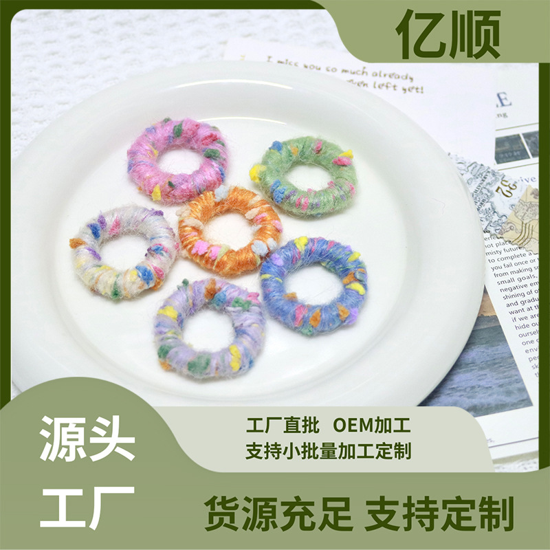 跨境毛绒毛线圈耳环发饰服饰配饰diy秋冬耳饰饰品配件手工编织