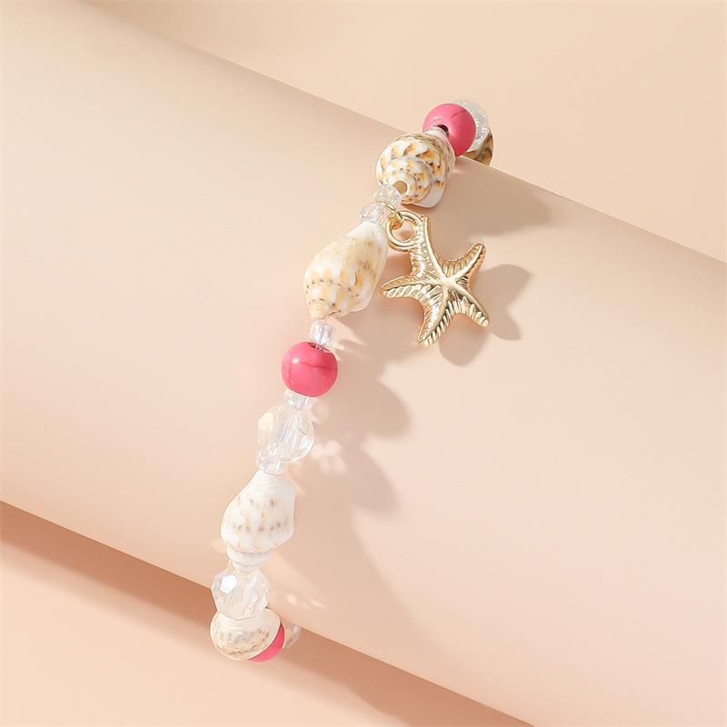 Cross-Border Export Popular Jewelry Conch Rice Beads Turquoise Bracelet Beach Starfish Pendant Shell Crystal Bead Bracelet