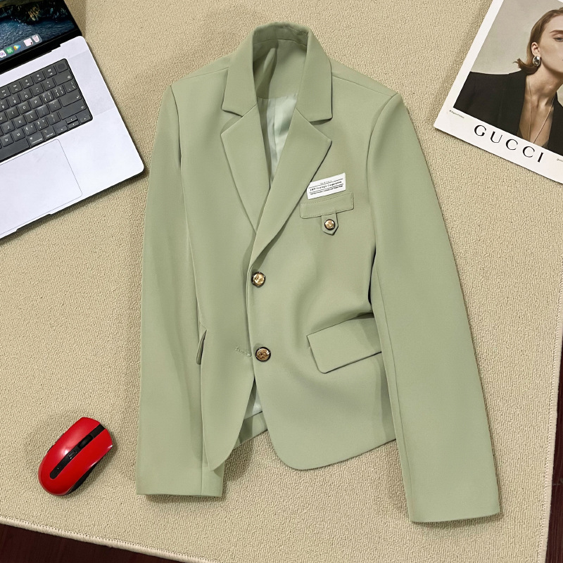 Green Petite Blazer for Women, 2025 Spring and Autumn New Collection, Short Versatile Stylish Blazer, Trendy and Light Luxury