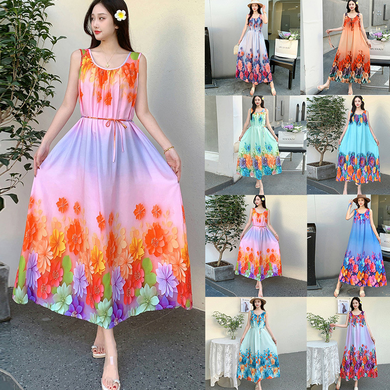 2026 Cross-Border Foreign Trade Summer Round Neck Sleeveless Vest Maternity Skirt Bohemian Floral Long Skirt Loose Plus Size 2026 Cross-Border Foreign Trade Summer Round Neck Sleeveless Vest Maternity Skirt Bohemian Floral Long Skirt Loose Plus Size