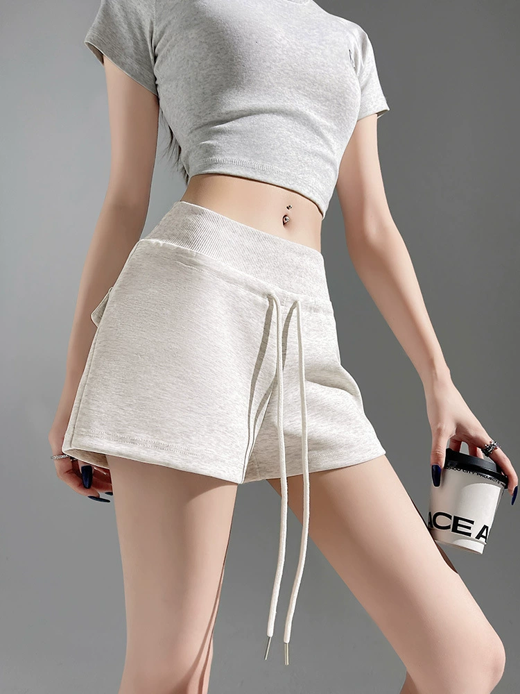 Sports shorts, summer trousers, American style, tight, oversize, drawstring
