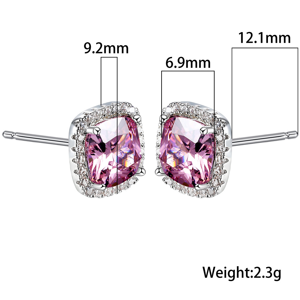 Fashion Geometric Copper Inlay Zircon Ear Studs 1 Pair