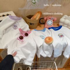 Children's Fun Flash Light 100% Cotton Unisex Baby T-Shirt Round Neck Korean Style Children's Summer Short Sleeve Top