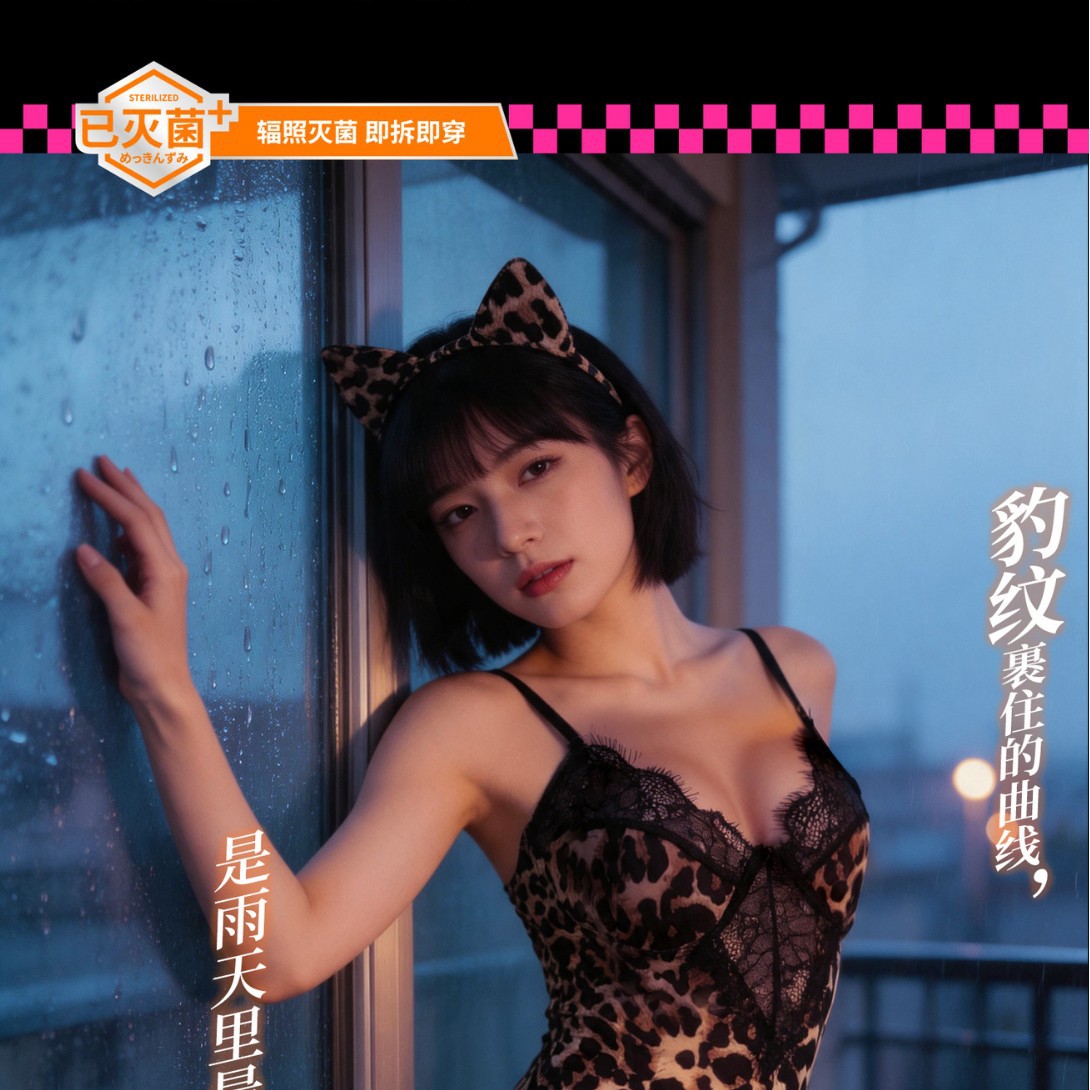 Oriental Lace Leopard Print Lingerie for Women with Small Busts, Underwire Sleepwear, Seductive Uniform