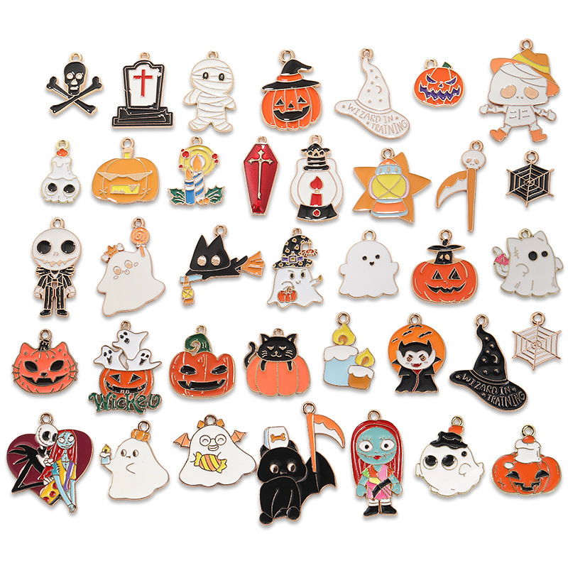 Cross-Border Hot-Selling Halloween Mixed Pumpkin Ghost Face DIY Keychain Pendant Accessories Classic Handmade Ornaments