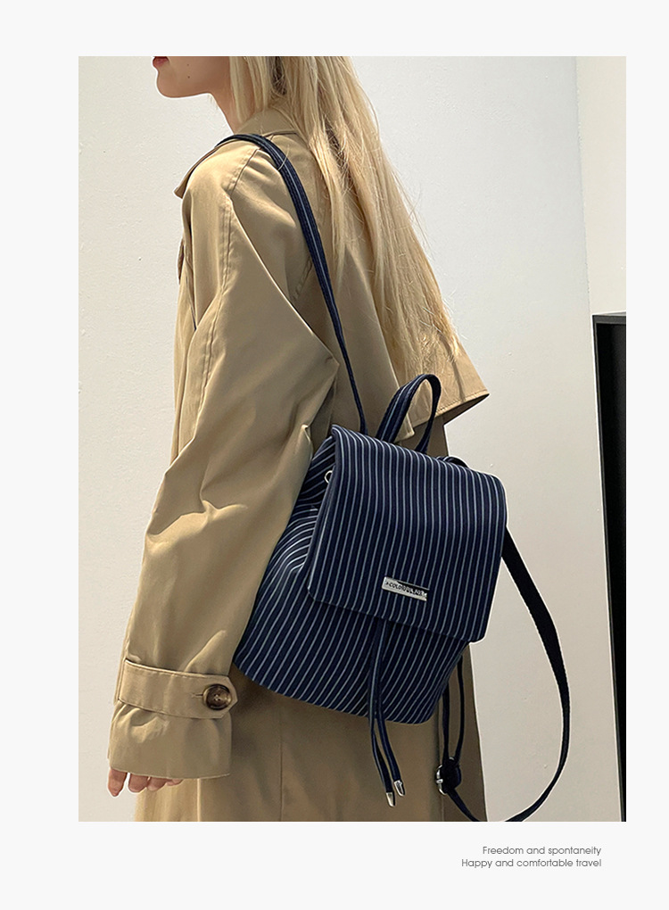 Colorful Fox Korean version niche British style backpack, versatile and high-end bag, striped mini drawstring backpack undefined