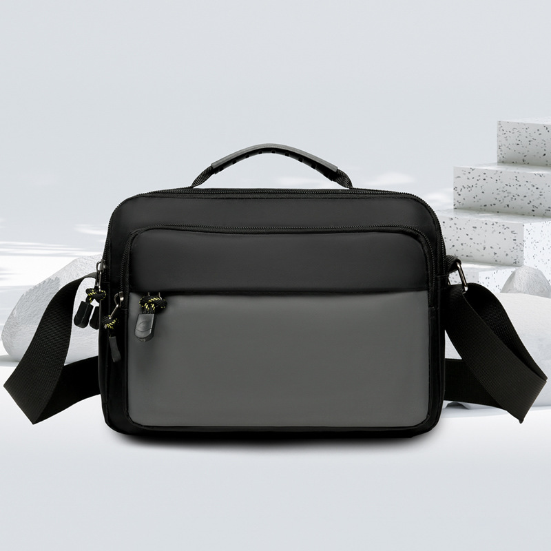 跨境男士斜挎包新款简约多层休闲手提包通勤旅行防水小方包bags