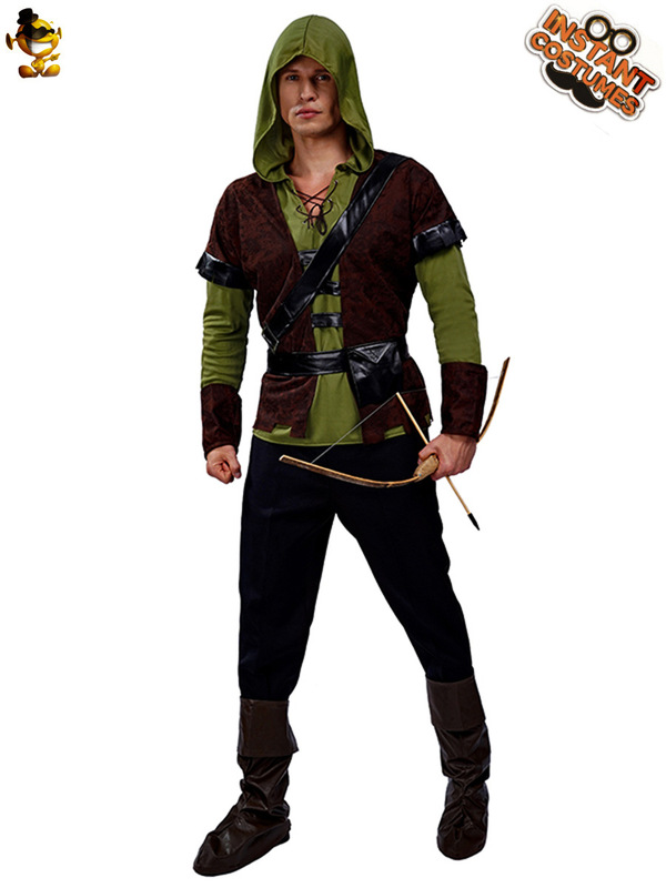 ハロウィーンの成人男性の射手の役は服装を演じます。|undefined