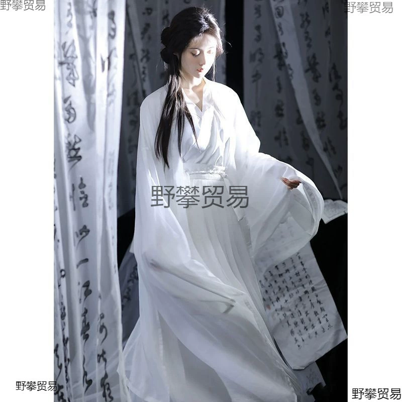 Прямая юбка Hanfu, супер фея, полный комплект, древний костюм в стиле боевых искусств Вэй Цзинь, женская струящаяся юбка феи с широкими рукавами, элегантная юбка ру длиной до талии для фотографий