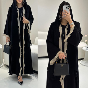 Ln179 Modest Turkish Ins High Fashion Ruffle Decorated Muslim Dress Abaya Cardigan