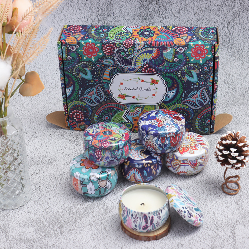 Set de Velas Aromáticas en Caja de Regalo de Cera de Soja, Calmante, para Toda la Familia