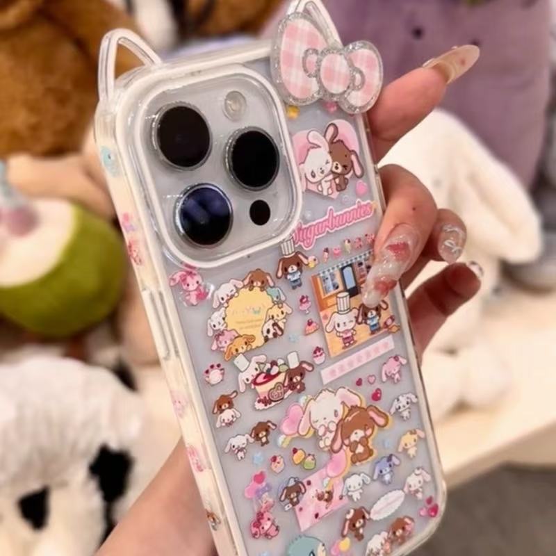 Ilustración de imagen de postre de oreja de gato de dibujos animados estilo ins para iiPhone15 Apple 16ProMax funda para teléfono móvil 14 nuevo