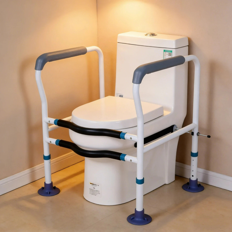 White Toilet Grab Bar for Elderly Safety, Bathroom Assist Rail for Seniors, Toilet Seat Support